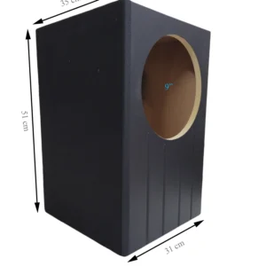 CJN Cajon porteado para 1 woofer 10 de .65 pies cúbicos alfombrado con frente vinil MDF 15mm. negro
