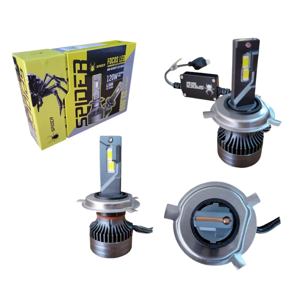 CA Kit luces biled Spider (SPIDER) H4, 2 caras, 33000 lúmenes, 6000k, 120 watts, luz blanca